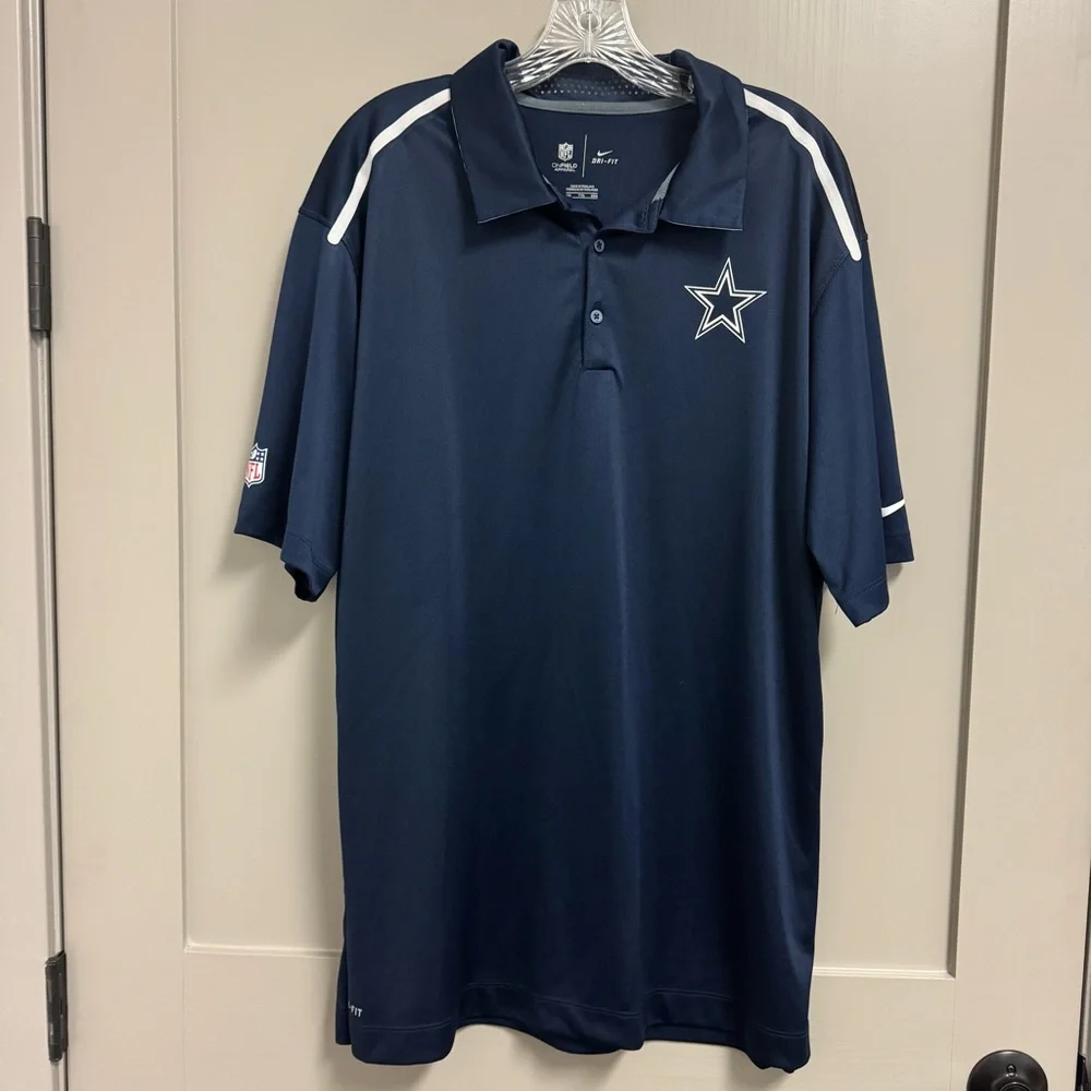 Nike Dri-Fit NFL On-Field Apparel Dallas Cowboy Polo Navy Blue ALTERED‎ to XL
